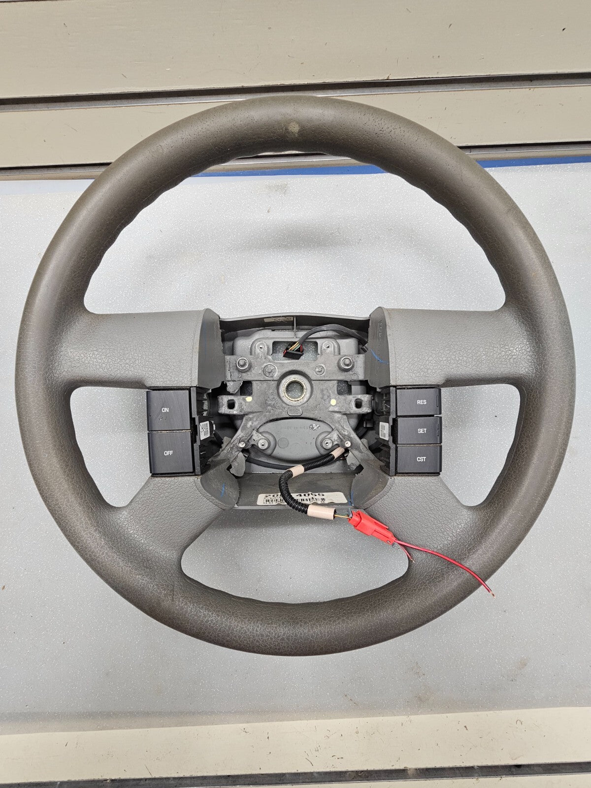 2004-2008 Ford F-150 Tan Leather Wrapped Steering Wheel OEM CONTROL SWITCH GRAY