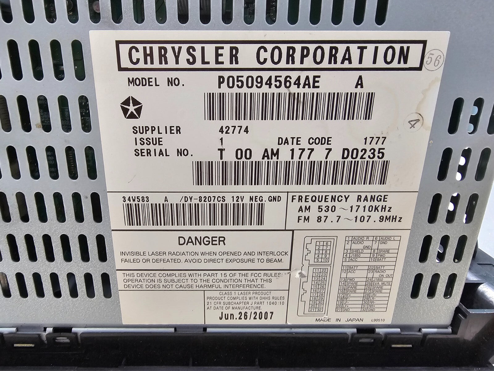🔥04-08 Chrysler Pacifica Stereo Am/fm Radio Mp3 CD Player P05094564AE