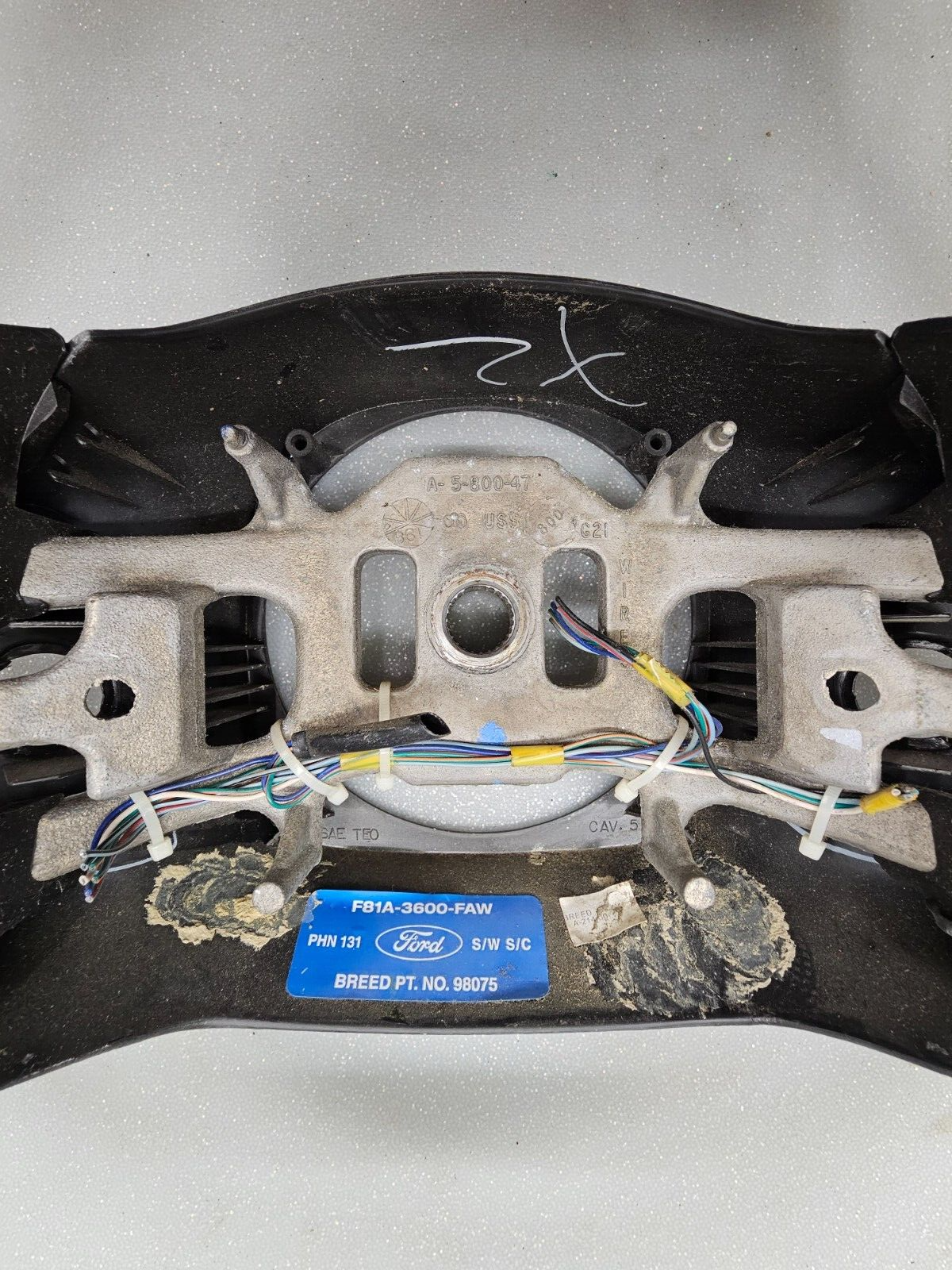 99-07 FORD F250 F350 SUPER DUTY PICKUP Steering Wheel Leather Column Shift Black