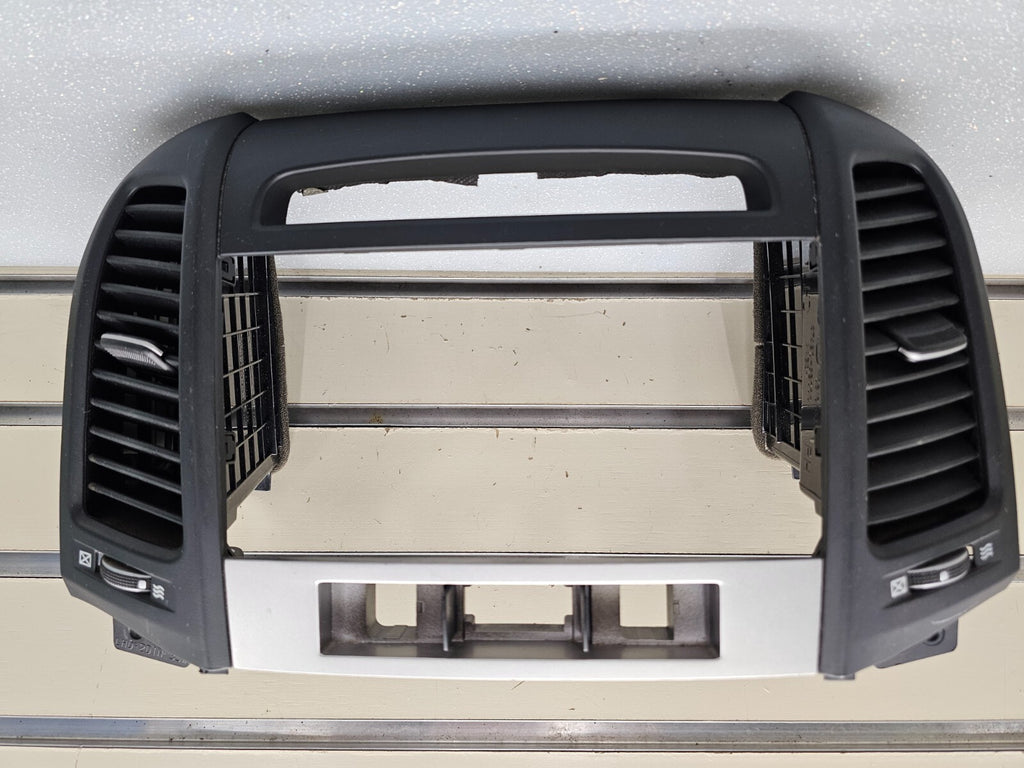 10-12 Hyundai Santa Fe Dash Radio Surround Bezel Climate Trim Panel DK Gray B53