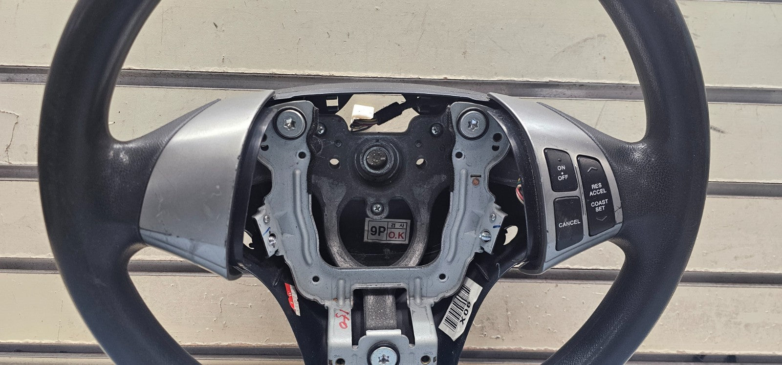 07-09 Elantra Left Driver Steering Column Wheel 9P Cruise Control Leather Black