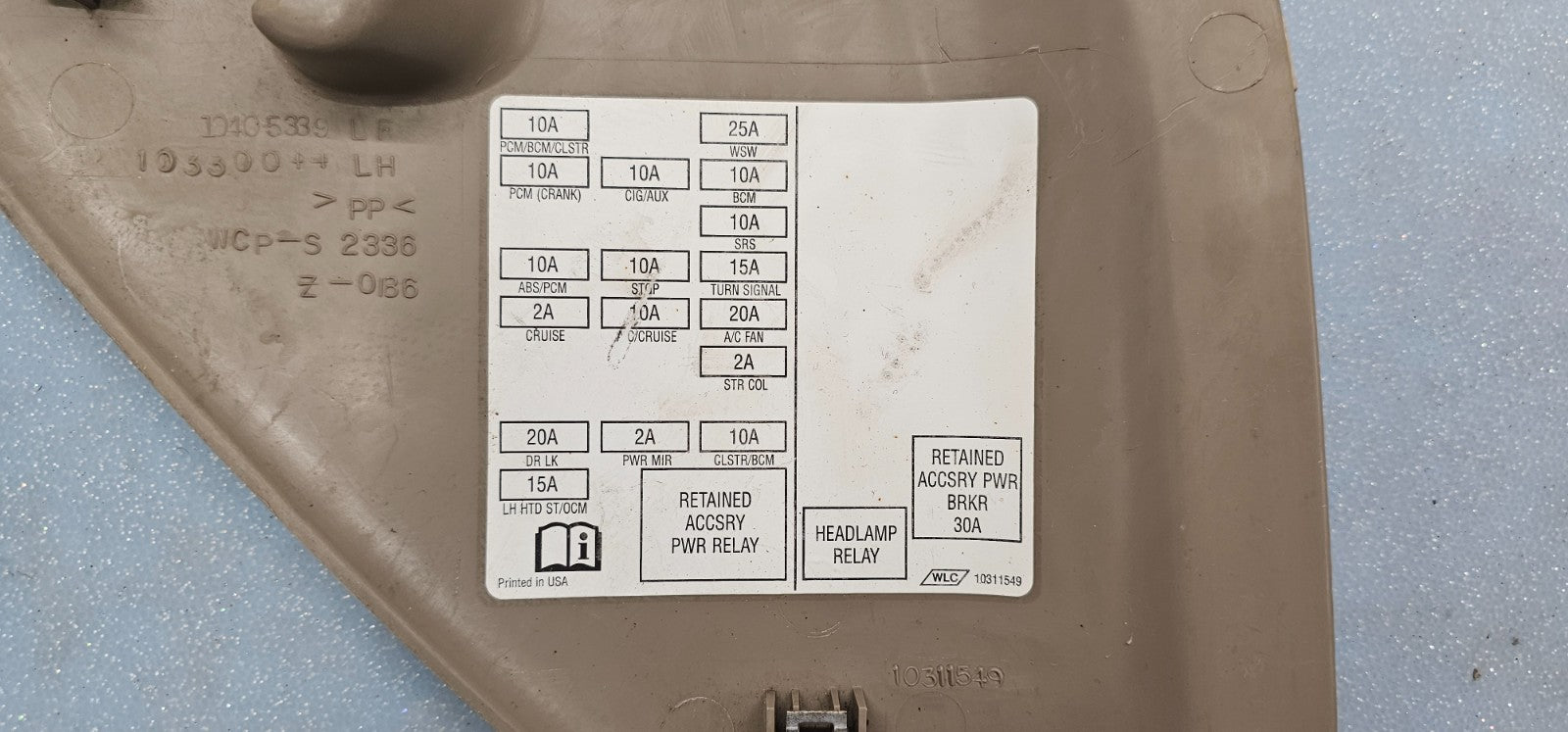 🔥00-05 Chevy Monte Carlo dash Left driver Interior Fuse Cover TAN