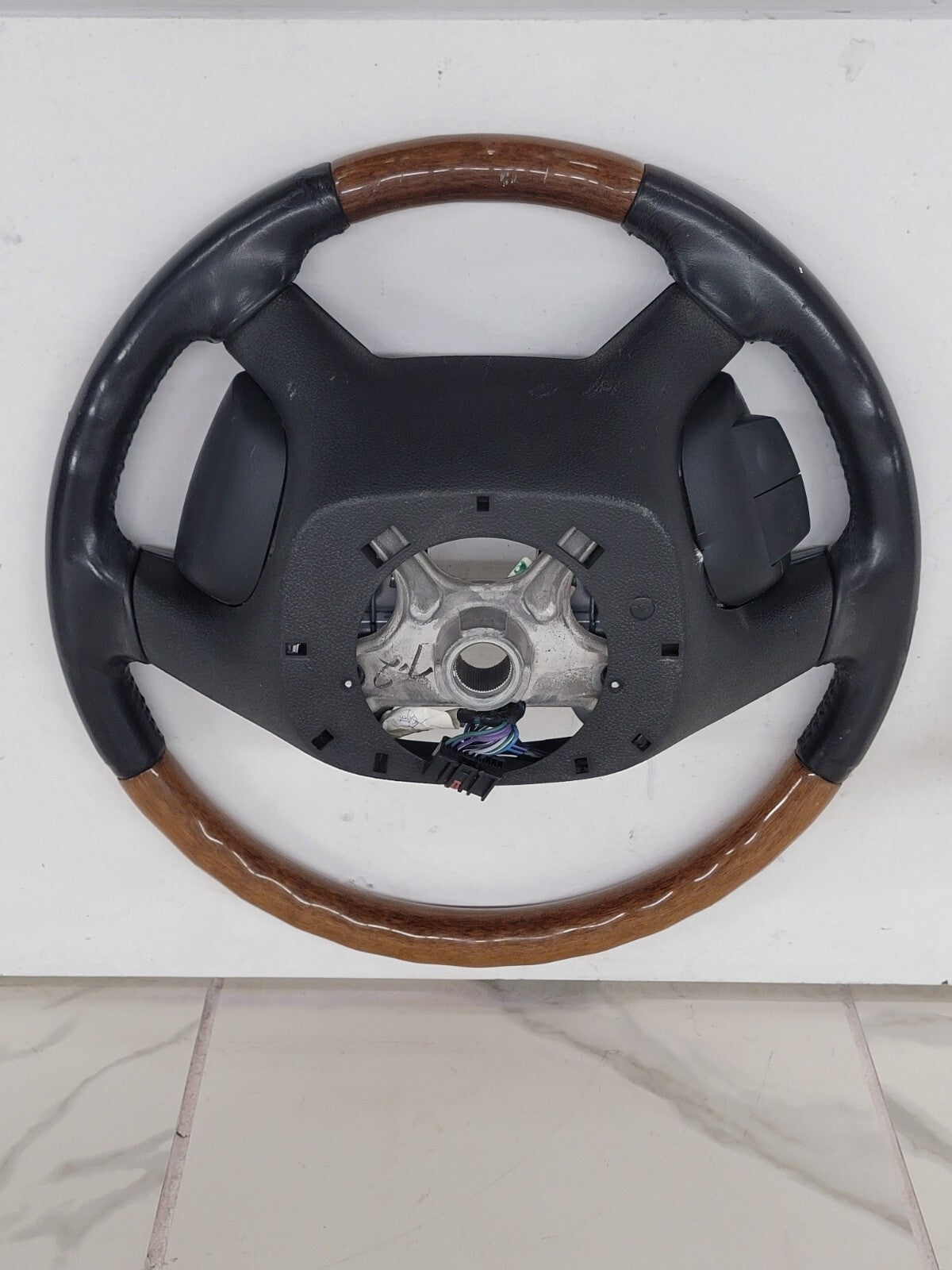 🔥2009 - 2012 Buick Enclave Woodgrain Black Leather Power Steering Wheel