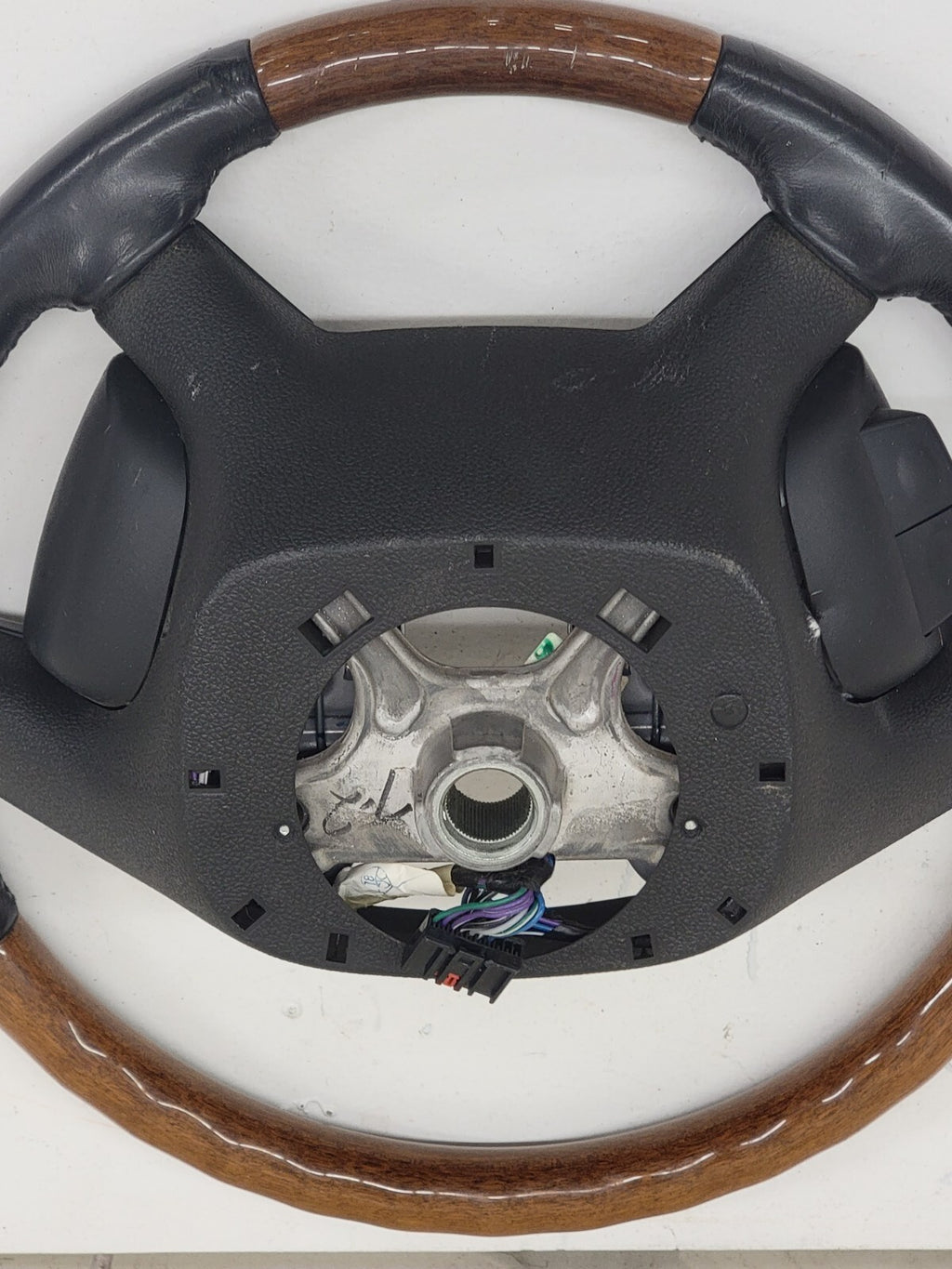 🔥2009 - 2012 Buick Enclave Woodgrain Black Leather Power Steering Wheel