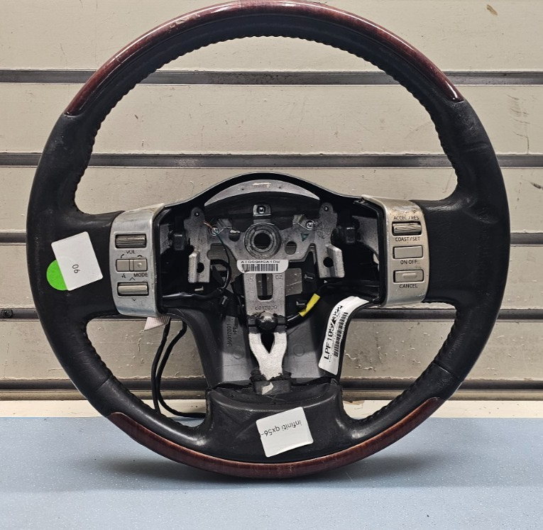 🔥04-07 Infiniti QX56 Steering Wheel Column Control Leather Black Wood OEM