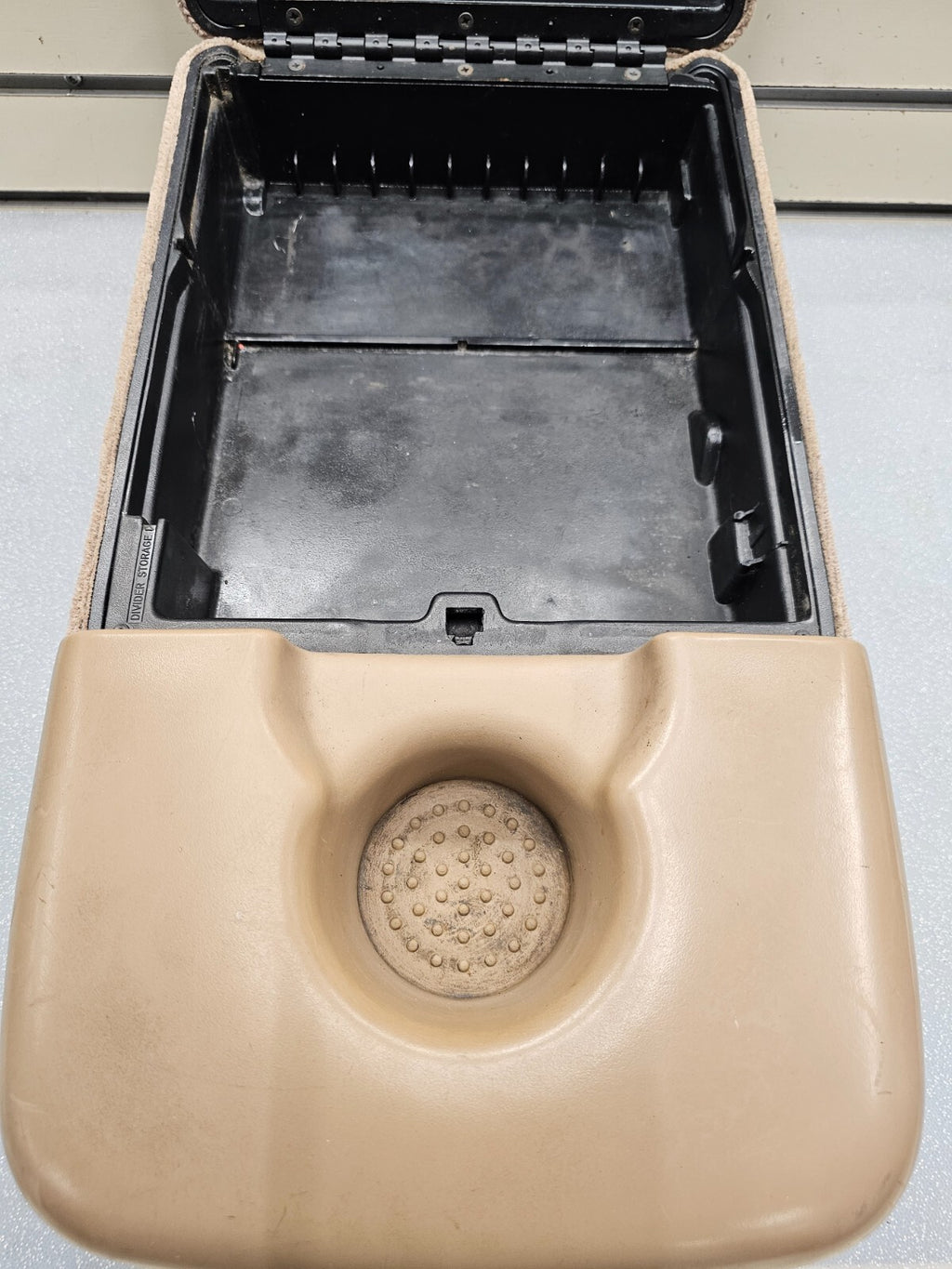 97-03 Ford F150 Center Console JUMPSEAT Armrest Cloth/Leather Cup holder TAN JS6