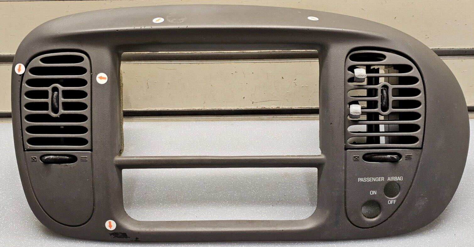 🔥97-03 Ford F150 Center Dash AM FM Radio Climate Trim Stereo BEZEL Panel DK Tan
