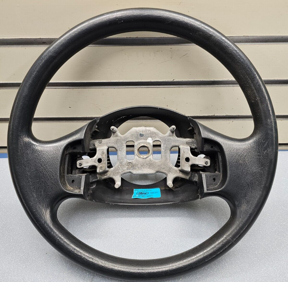 🔥97-03 Ford F150 F250 Expedition Leather Steering Wheel Cruise Cover Black OEM