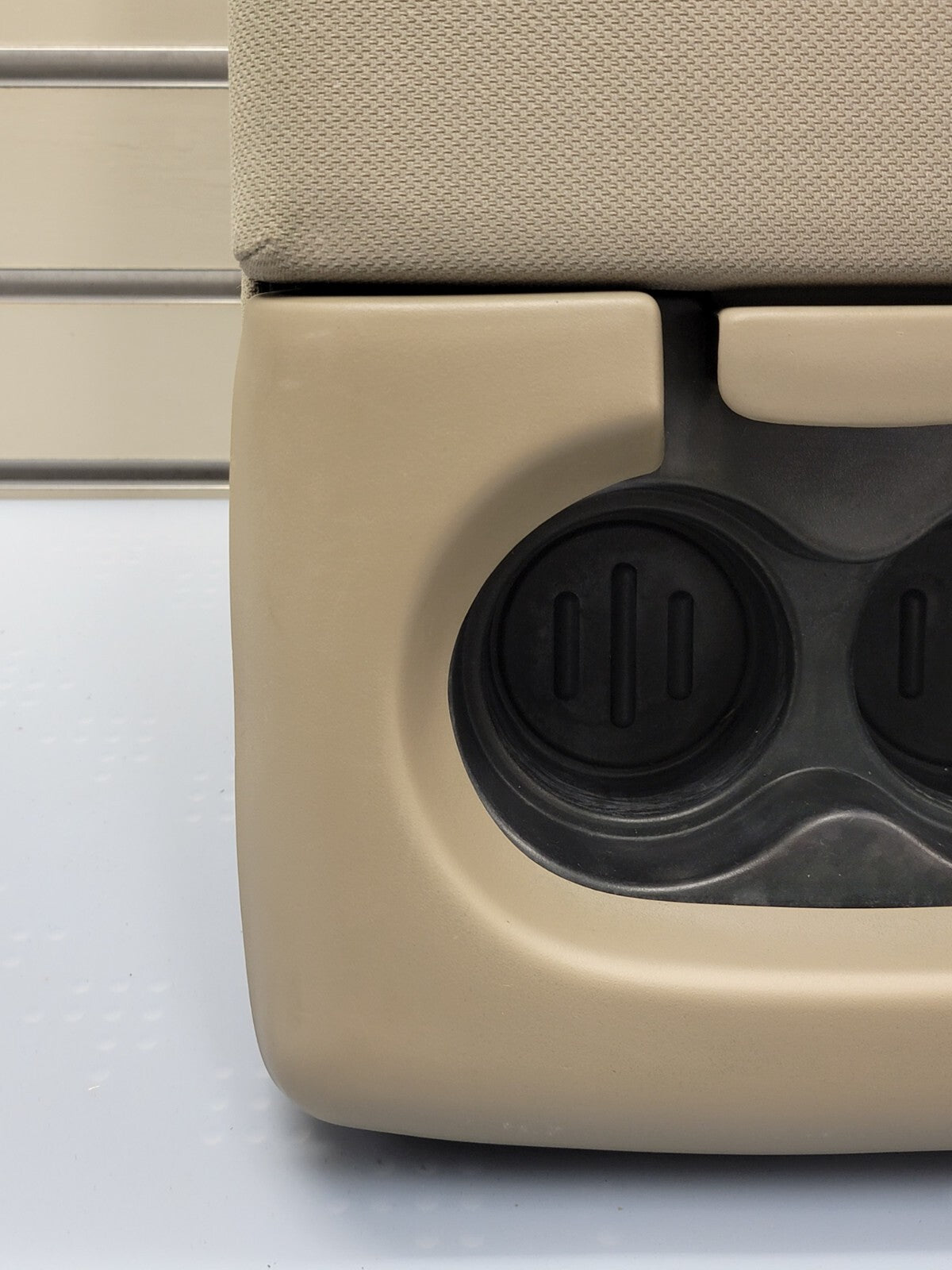 04-08 Ford F-150 Jump Seat Center Console Armrest Cup Holder Cloth light tan JS1