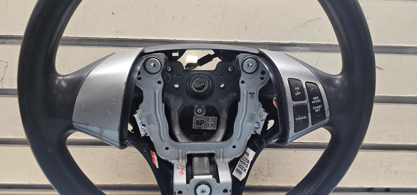 07-09 Elantra Left Driver Steering Column Wheel 9P Cruise Control Leather Black