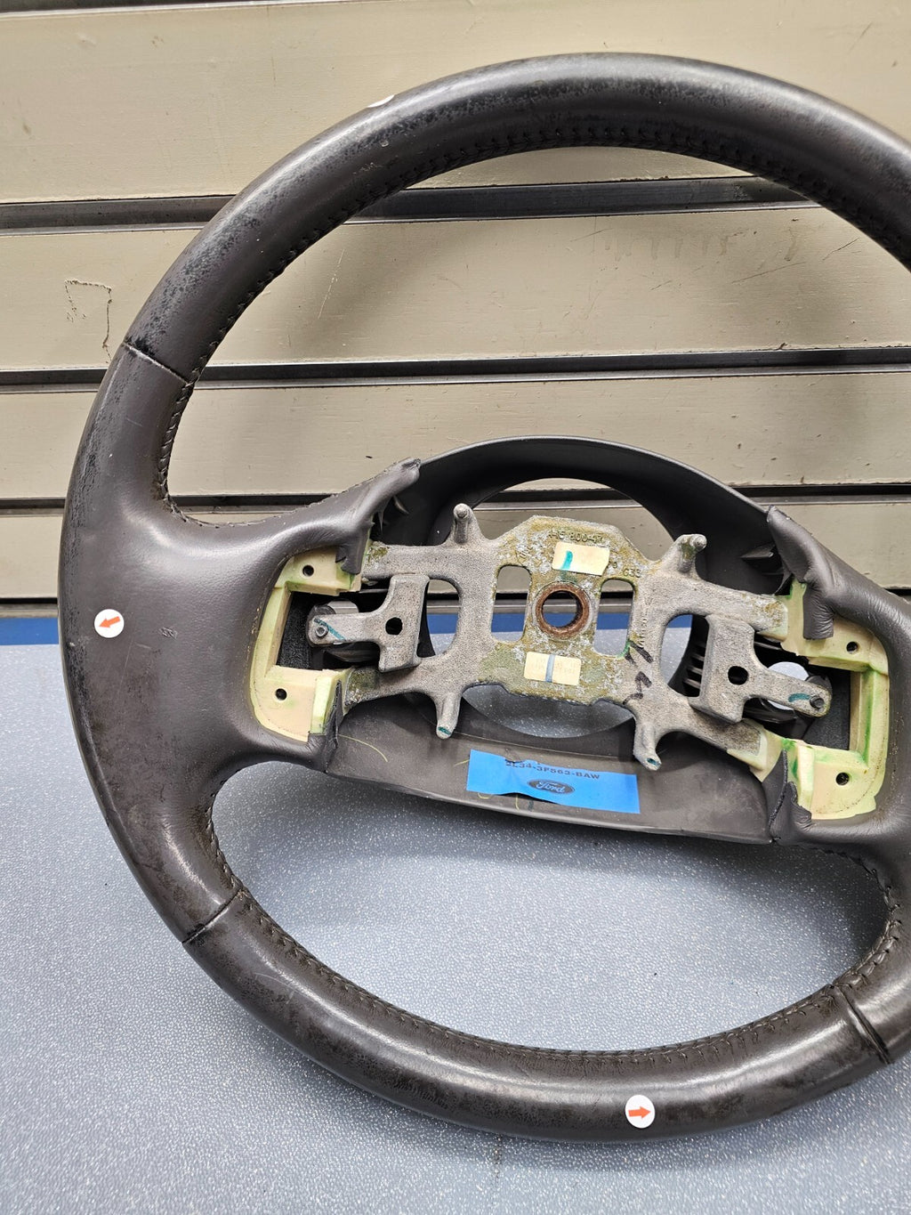 🔥1997-2003 Ford F-150 F-250 EXPEDITION Leather Steering Wheel Cruise Black OEM