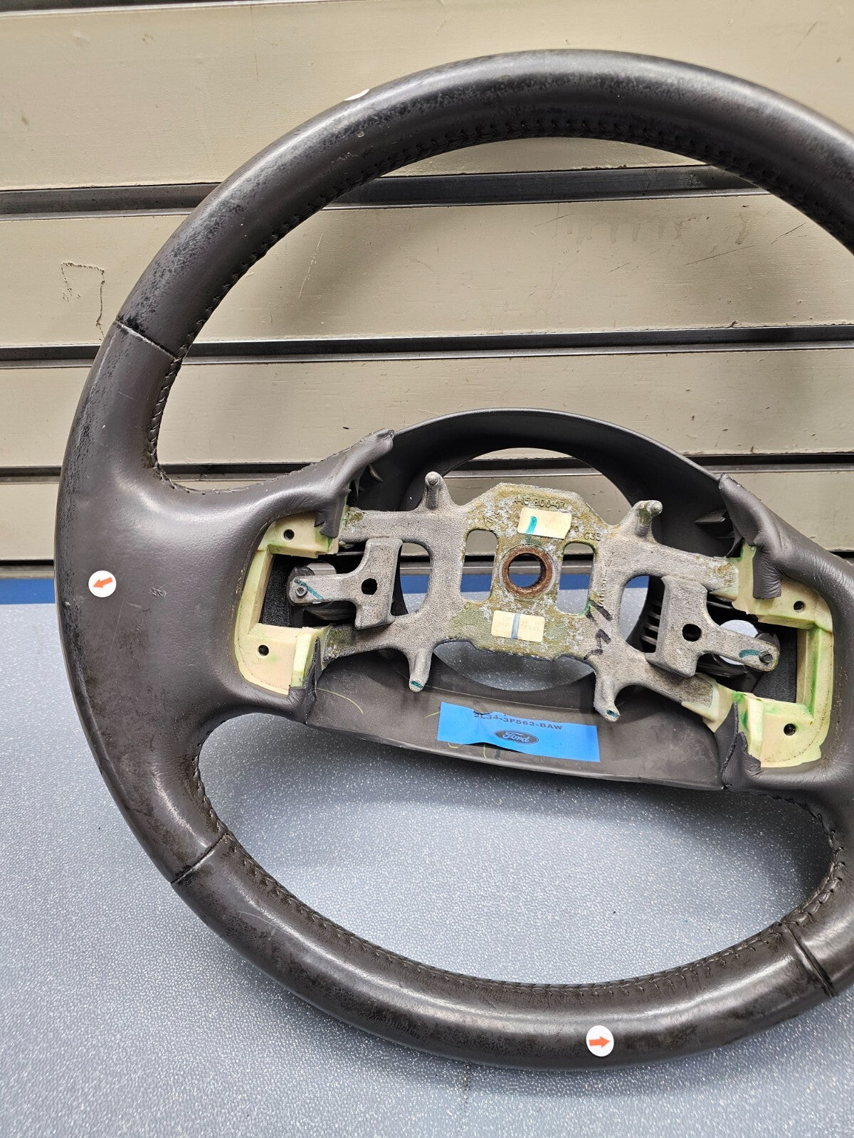 🔥1997-2003 Ford F-150 F-250 EXPEDITION Leather Steering Wheel Cruise Black OEM