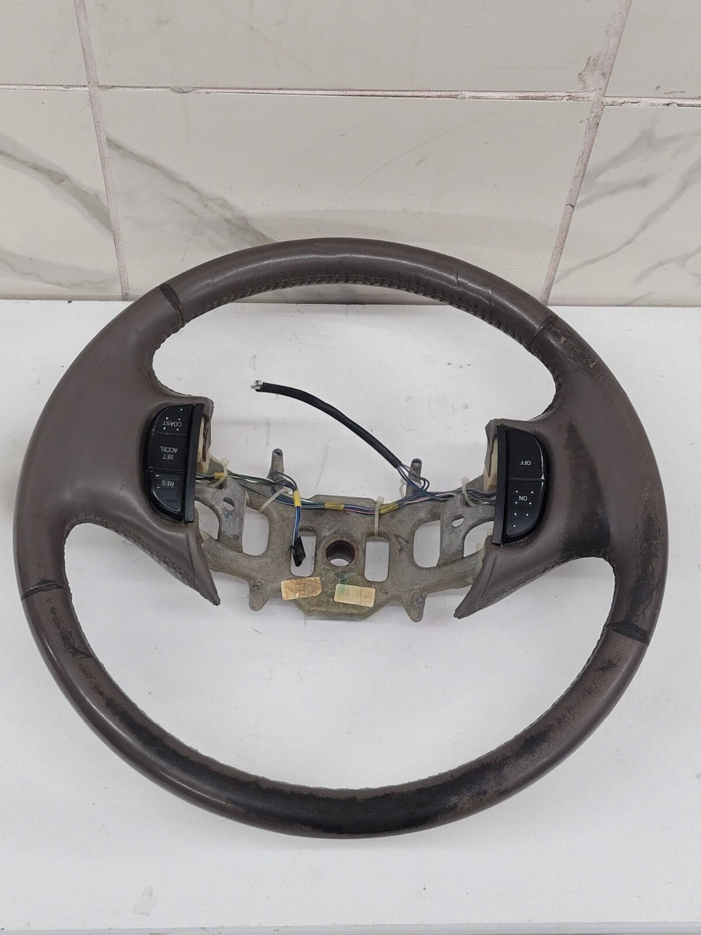 🔥1997-2003 Ford F-150 Leather Steering Wheel Cruise Dash GRAY