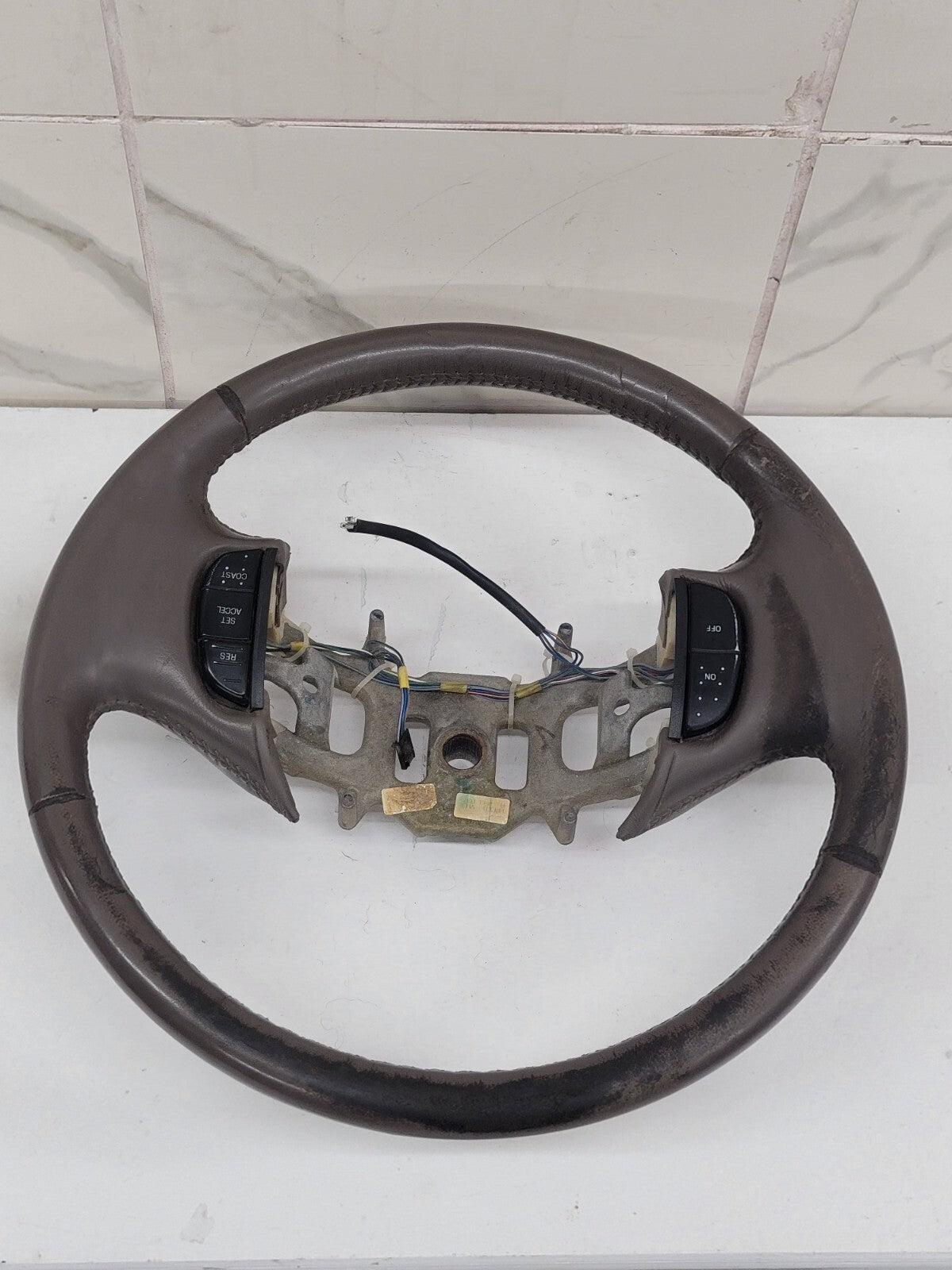 🔥1997-2003 Ford F-150 Leather Steering Wheel Cruise Dash GRAY