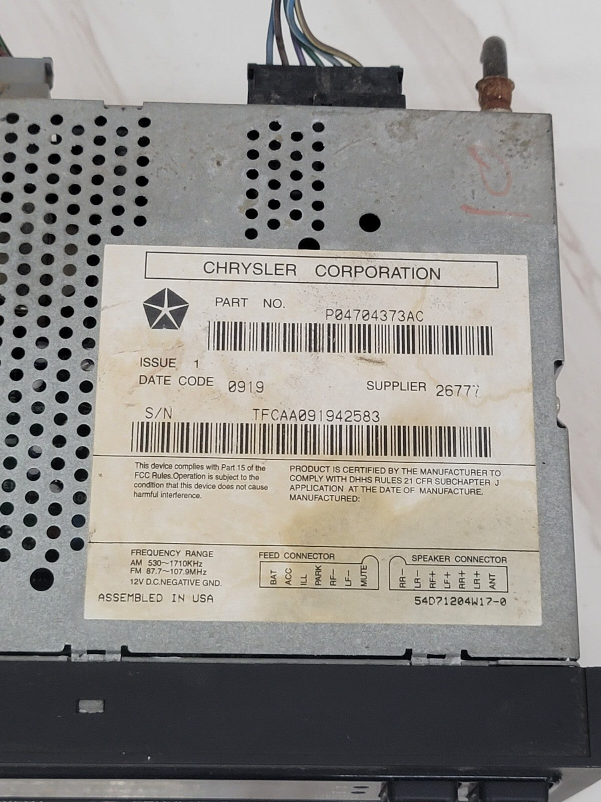 🔥85-00 DODGE CHRYSLER JEEP WRANGLER TRUCK OEM Stereo CD Player Bluetooth Featur