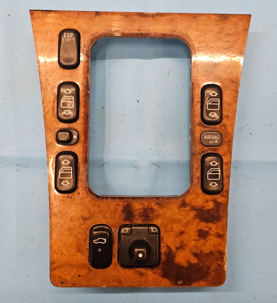 98-02 MERCEDES W210 C280 E55 C43 CENTER CONSOLE MASTER WINDOW SWITCH PANEL WOOD