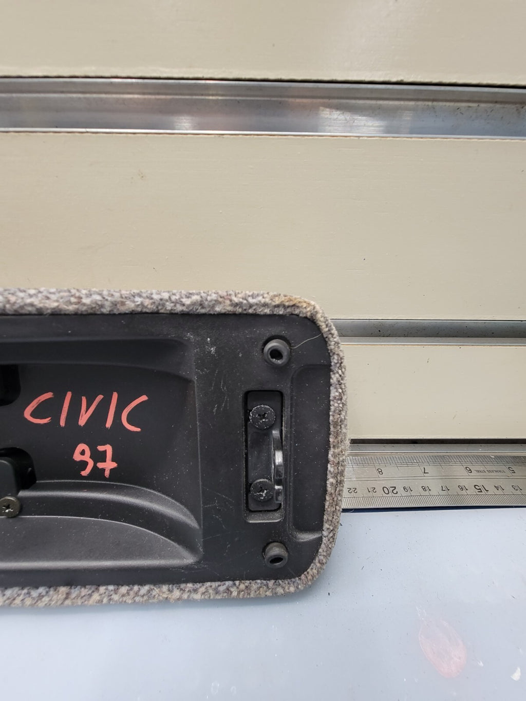 🔥96-00 Honda Civic Armrest Center Console Compartment Lid Gray Cloth