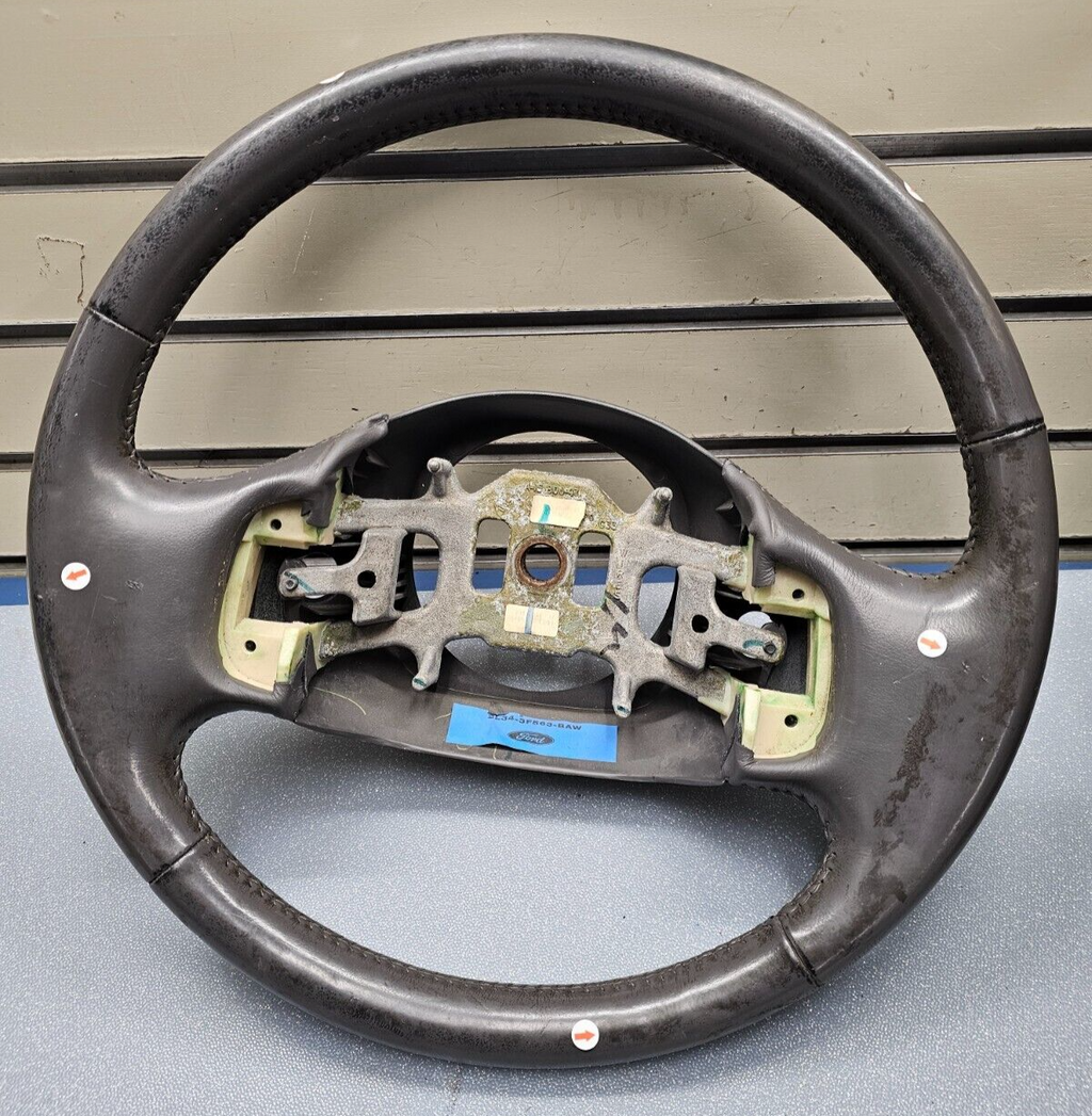 🔥1997-2003 Ford F-150 F-250 EXPEDITION Leather Steering Wheel Cruise Black OEM