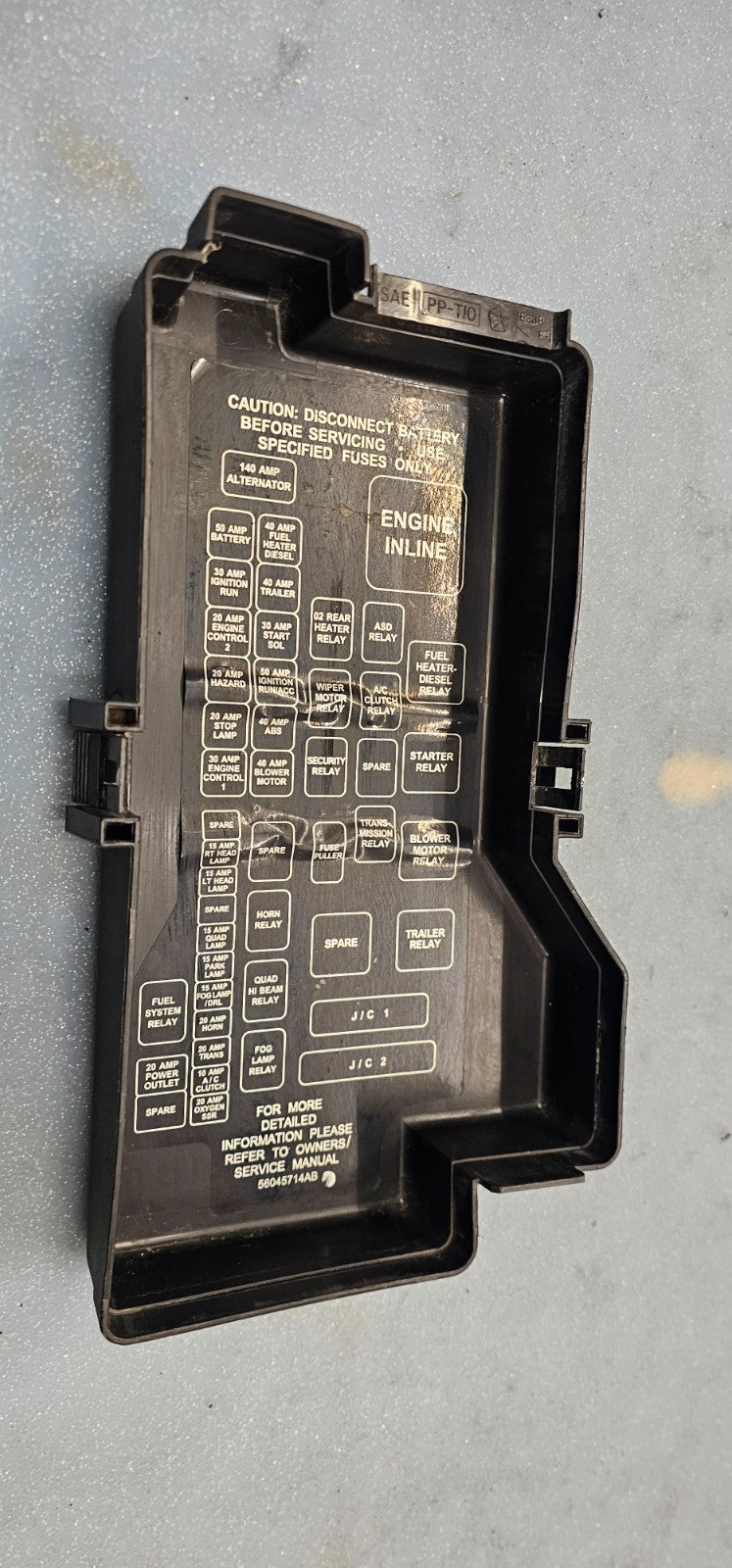 🔥98-01 Dodge Ram 1500 Relay Fuse Box Cover Lid Top Engine Bay Black OEM