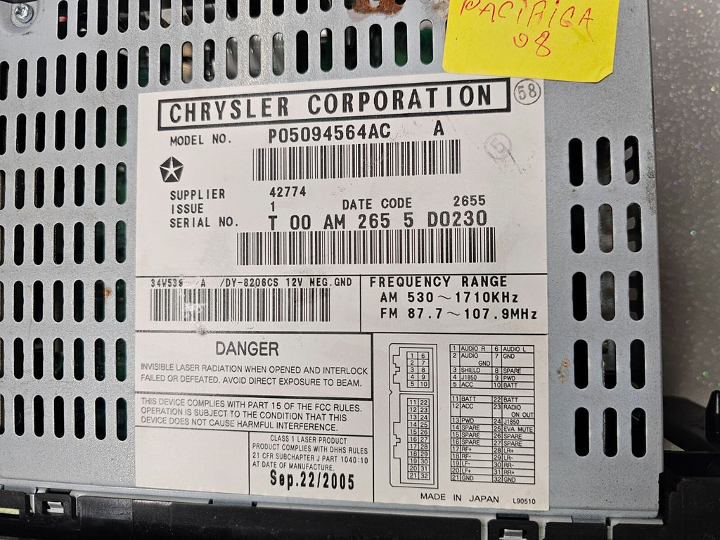 🔥2004-2008 CHRYSLER PACIFICA Genuine Radio Mp3 CD Player Factory OEM