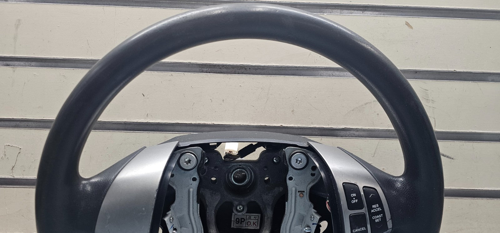 07-09 Elantra Left Driver Steering Column Wheel 9P Cruise Control Leather Black