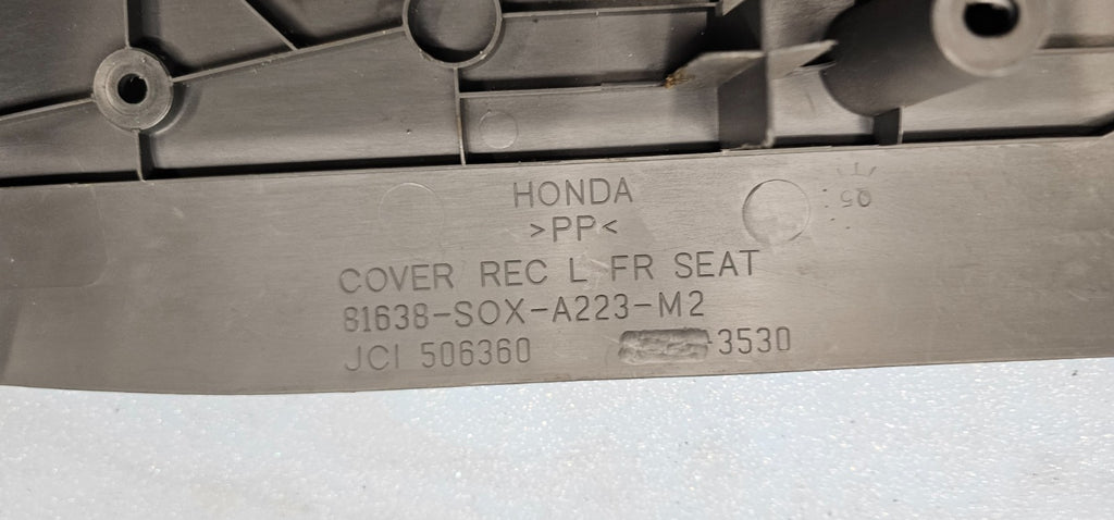 🔥03-08 HONDA PILOT GRAY LEFT DRIVER RECLINE POWER SEAT COVER TRIM PANEL BLACK