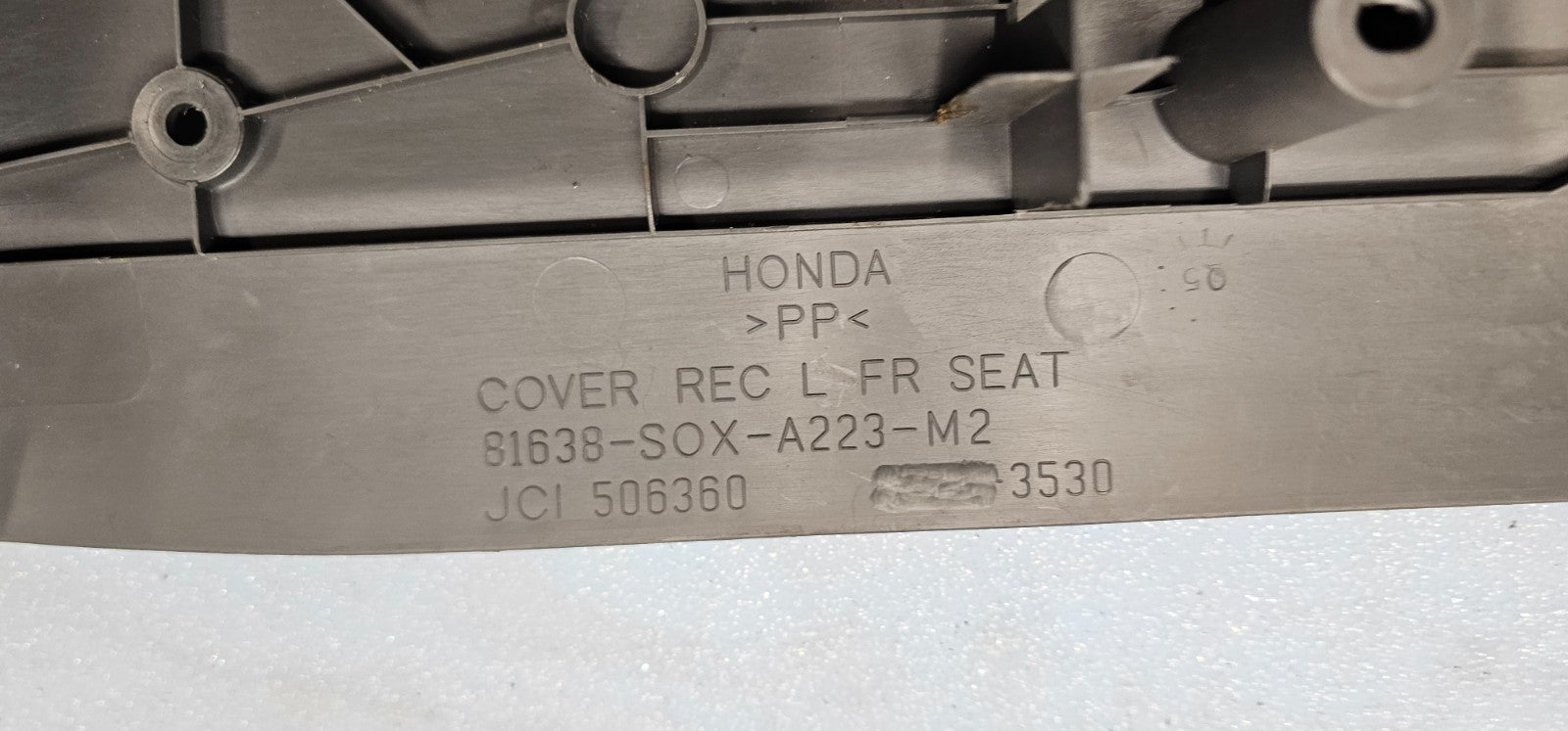 🔥03-08 HONDA PILOT GRAY LEFT DRIVER RECLINE POWER SEAT COVER TRIM PANEL BLACK