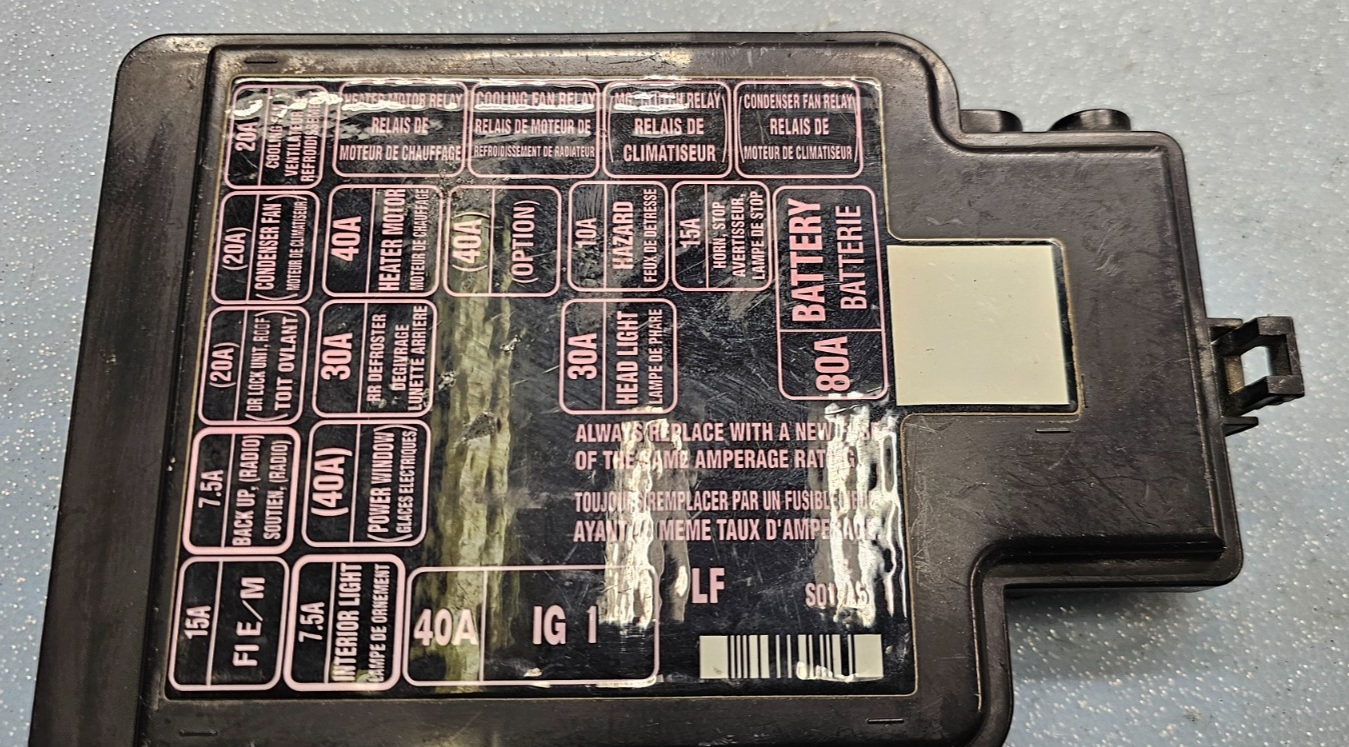 🔥1997-2001 Honda CR-V Under the Hood Fuse Relay Box Lid Cover Black OEM