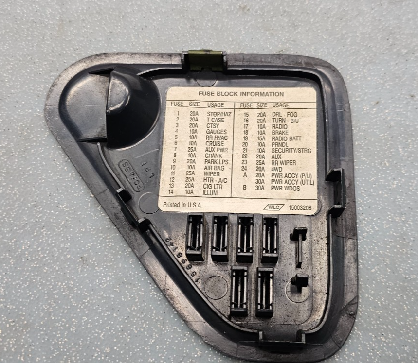 🔥95-99 Chevy GMC CK Tahoe Truck Dash Fuse Box Cover Lid Door Assembly Black