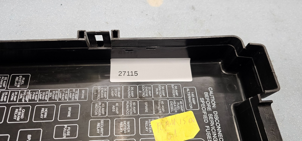 🔥98-01 Dodge Ram 1500 Relay Fuse Box Cover Lid Top Engine Bay Black OEM