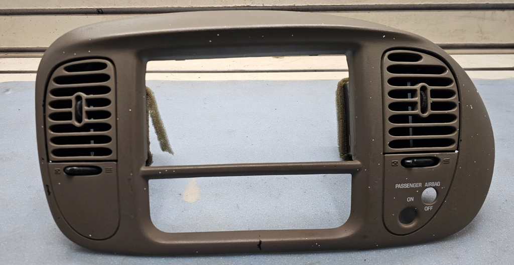 🔥97-03 Ford F150 Center Dash FM Radio Climate Trim Stereo BEZEL Panel DK TAN B1