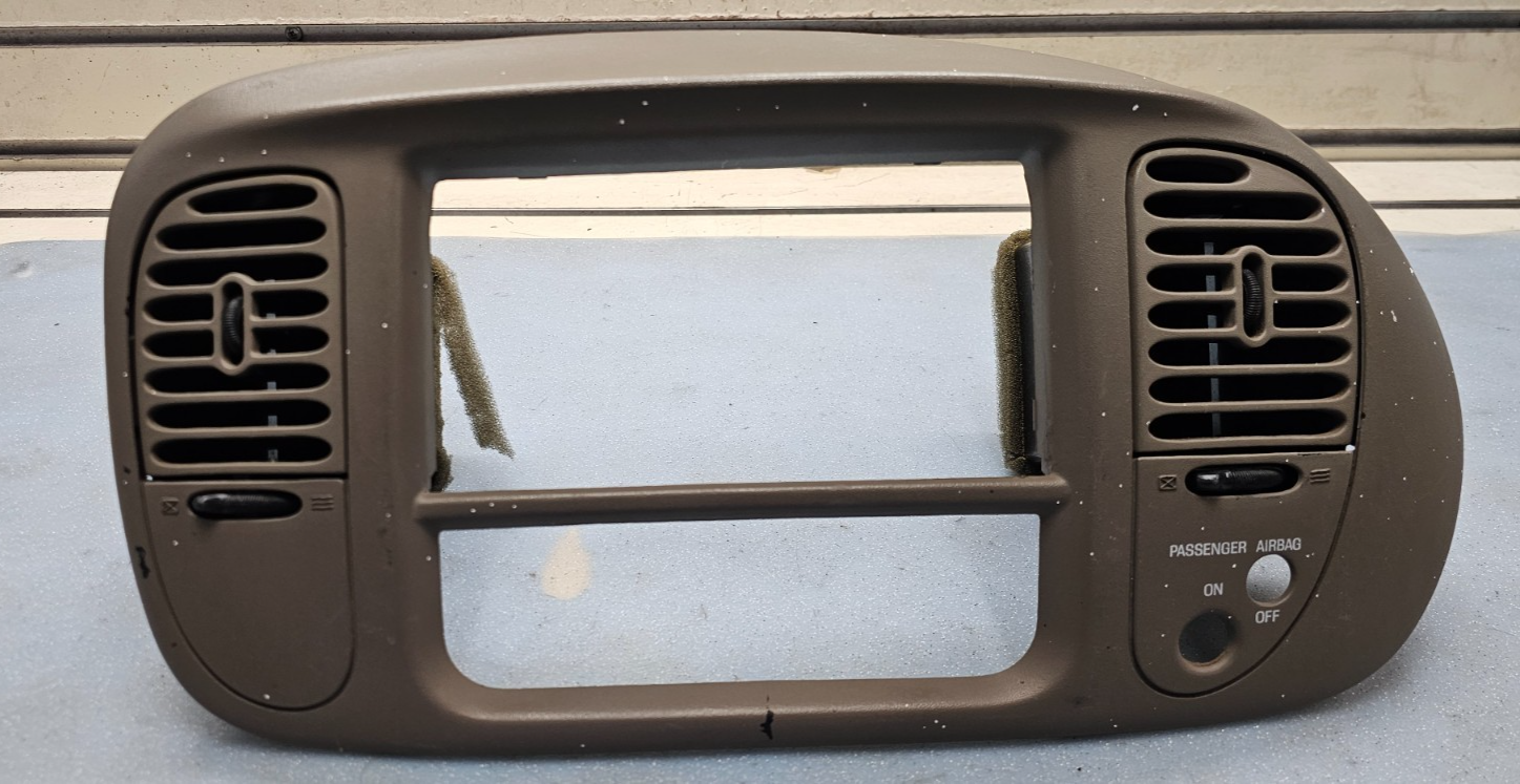 🔥97-03 Ford F150 Center Dash FM Radio Climate Trim Stereo BEZEL Panel DK TAN B1