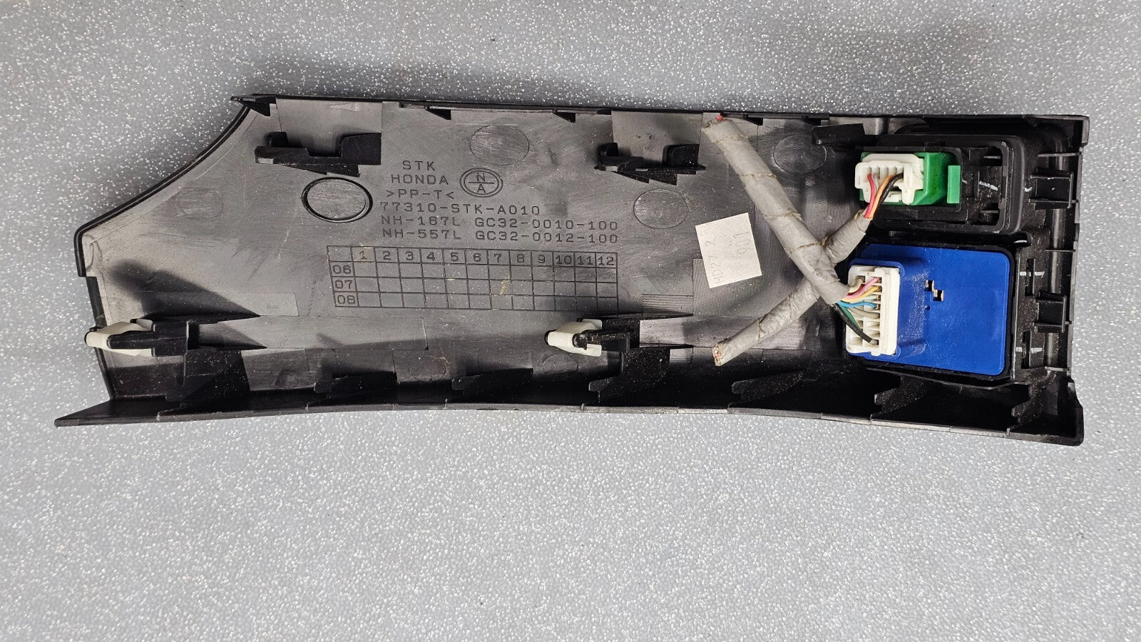 10-12 Acura RDX Front Left Driver Master View Mirror Control Switch Bezel Black