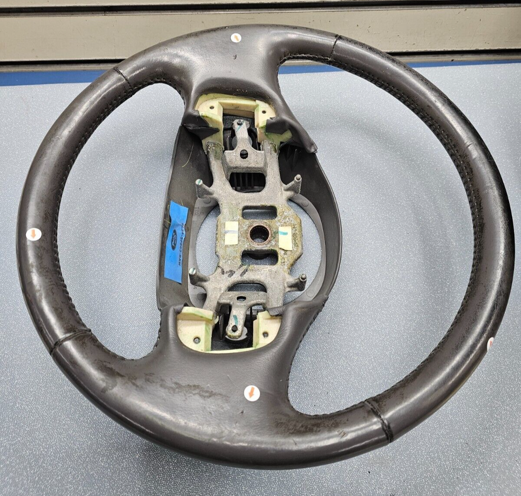 🔥1997-2003 Ford F-150 F-250 EXPEDITION Leather Steering Wheel Cruise Black OEM